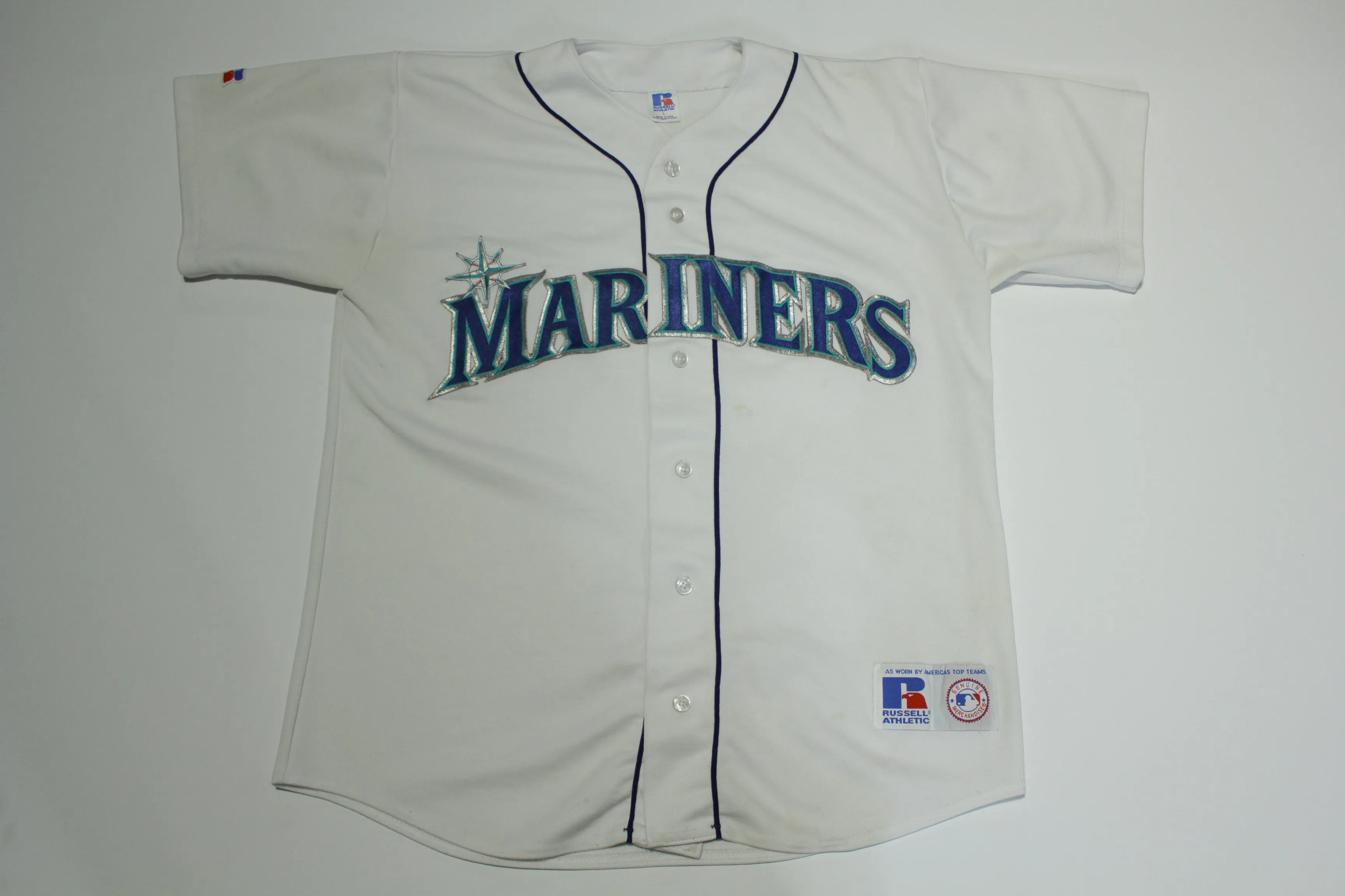 Seattle Mariners Vintage 90's Russell Made in USA Stitched Button Up Jersey