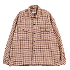 S.K. MANOR HILL PARK SHIRT / JACKET TAN & PURPLE MOON TWEED WOOL