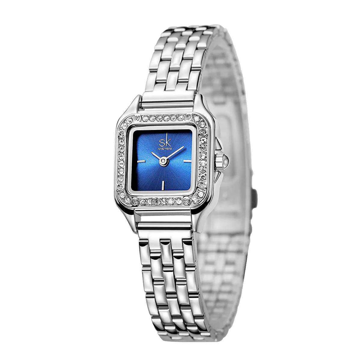 Sk Silver Blue Face Lady Watch