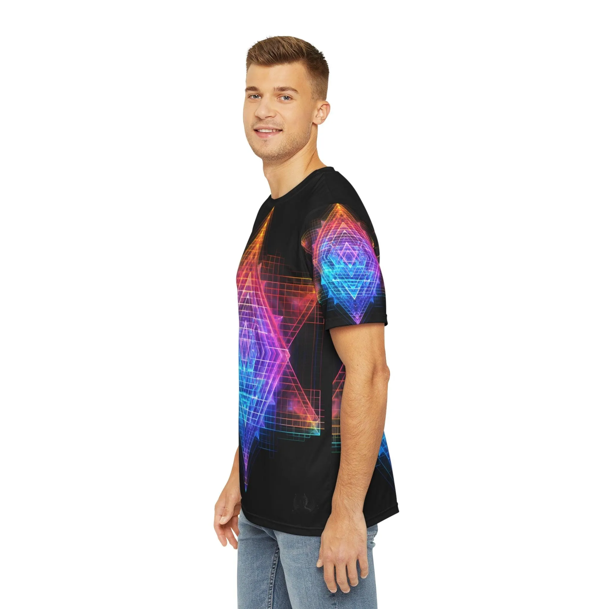 Sri Yantra 3D v2 Sacred Geometry Octane Colorful Symmetrical Sublimation - All Over Print (AOP) - Digital AI Art T-Shirt for Street or Festival Wear