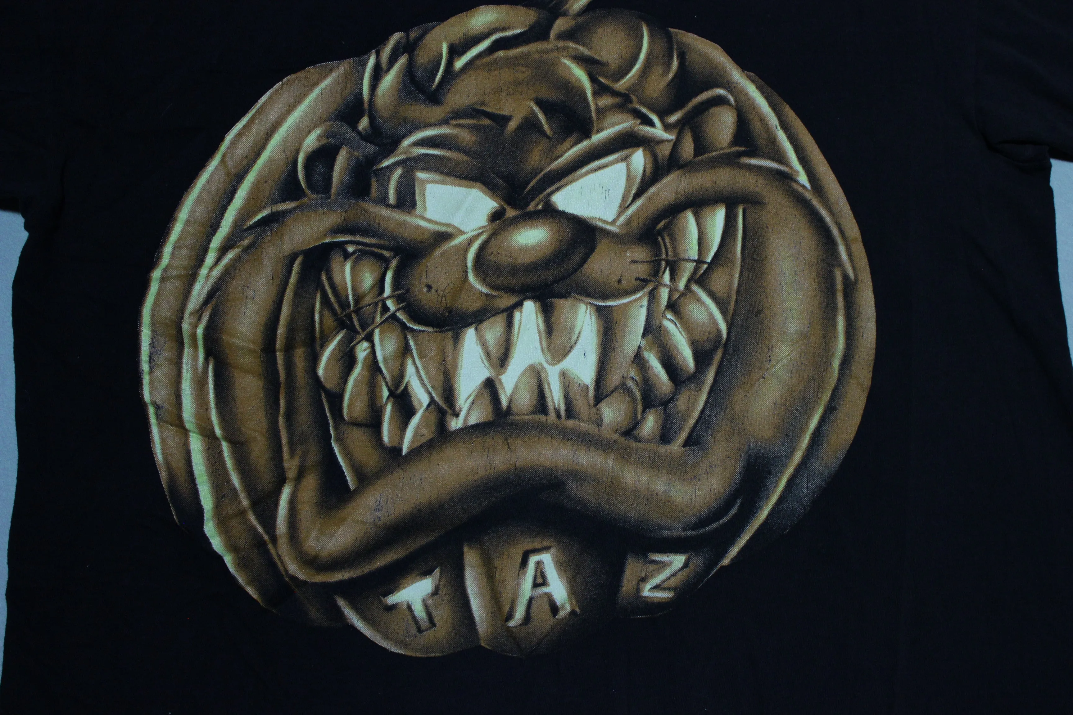 TAZ Pumpkin Face Giant Head Looney Tunes Vintage 90's 1997 WB Cartoon T-Shirt