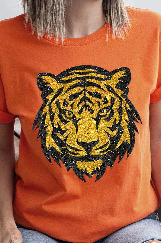 Tiger Head Gold Graphic T Shirts