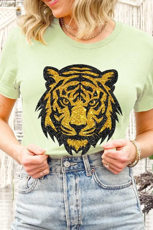 Tiger Head Gold Graphic T Shirts