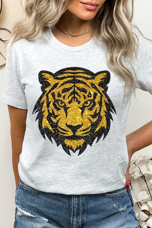 Tiger Head Gold Graphic T Shirts