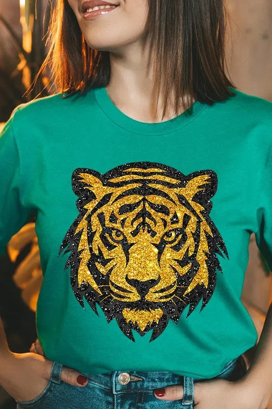 Tiger Head Gold Graphic T Shirts