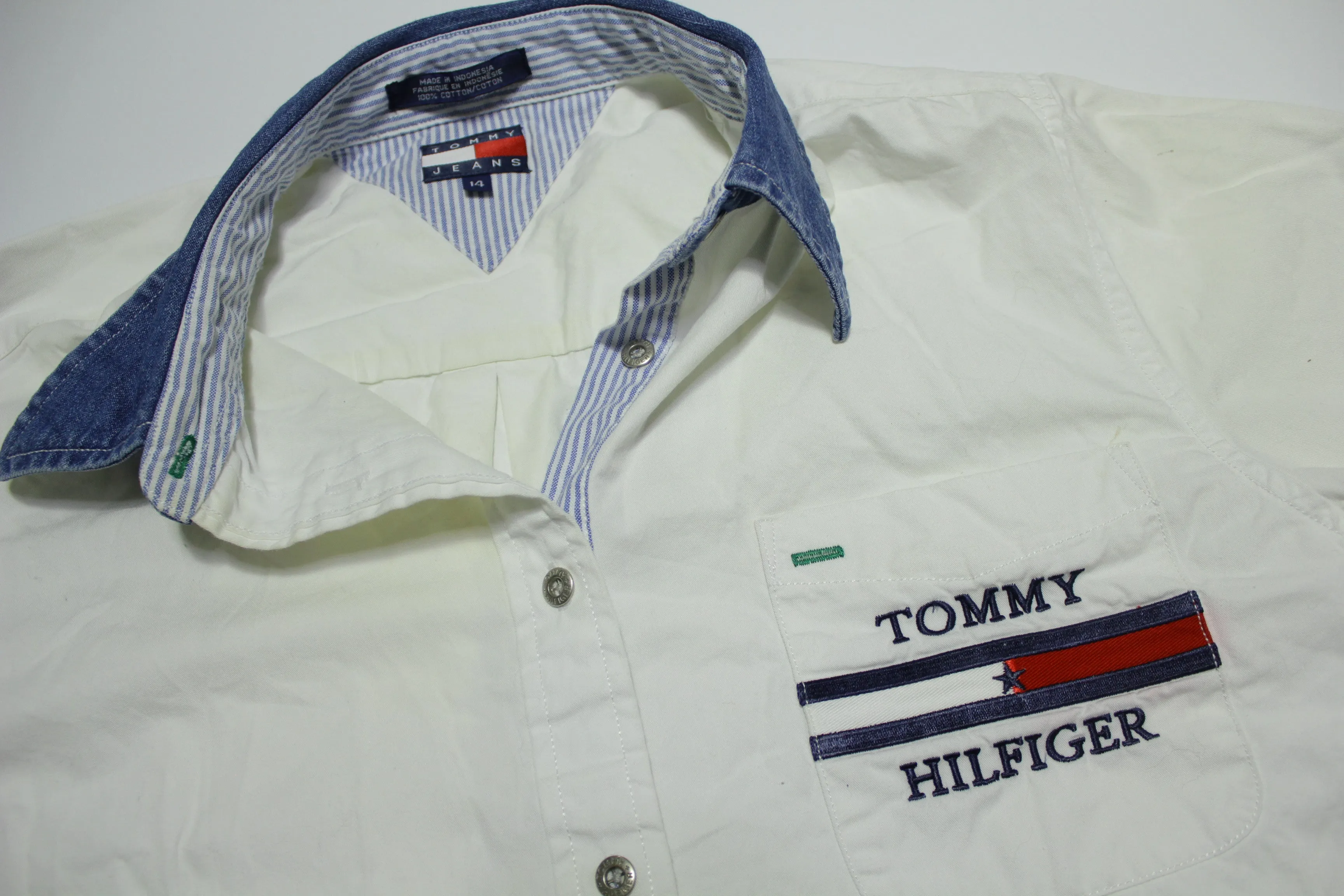 Tommy Hilfiger Jeans Vintage 90's Womens Embroidered Pocket Button Up Shirt