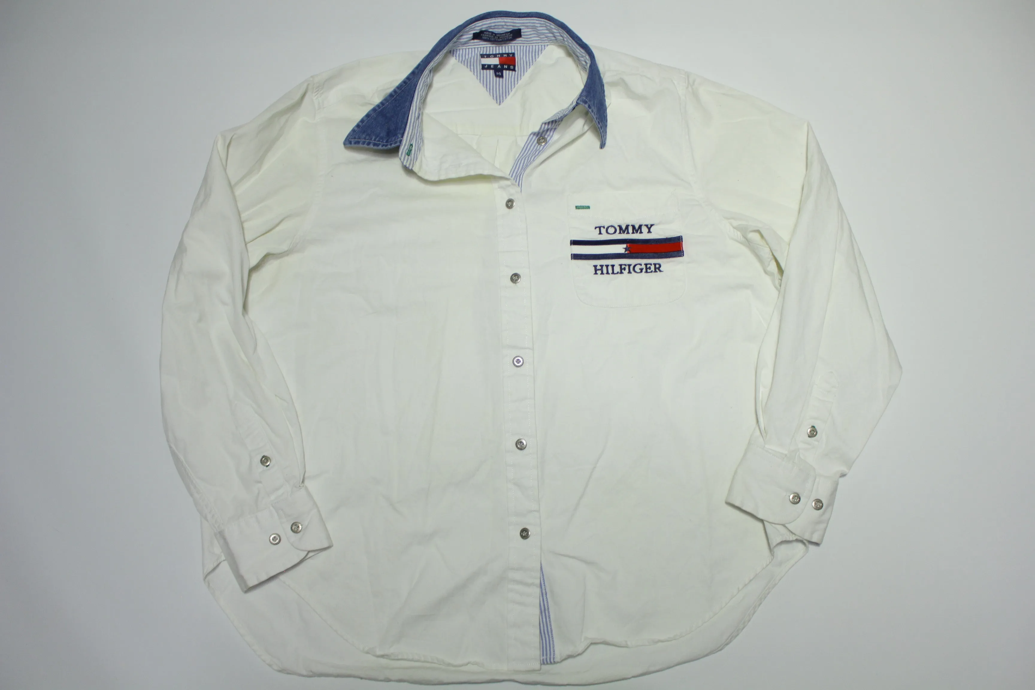 Tommy Hilfiger Jeans Vintage 90's Womens Embroidered Pocket Button Up Shirt