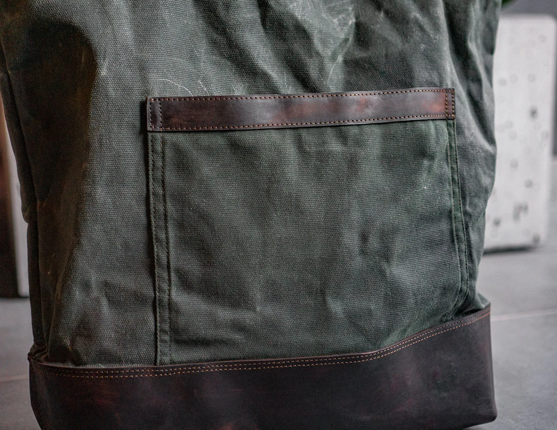 Tote Bag | - Waxed Canvas with Soft Leather, Minimalist Tote