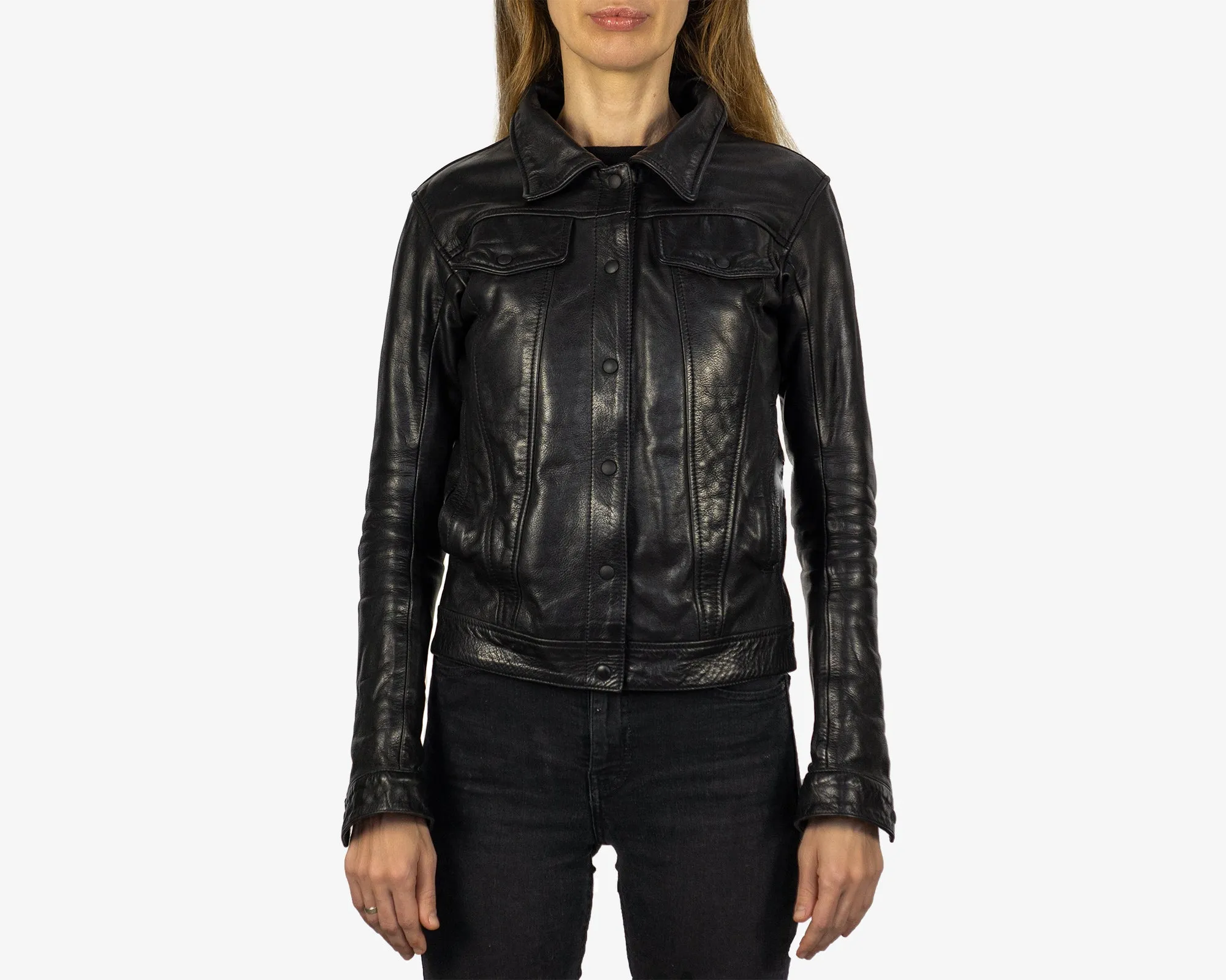 “Trucker” Women’s Black Leather Jacket