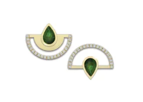 Twist Reflection Isla Pear Emerald Diamond Ear Jacket Earrings