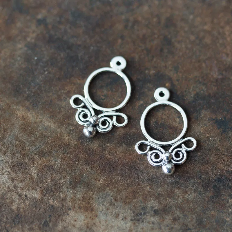 Unique handcrafted silver ear jacket earrings, stylized mini butterfly